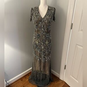 Jovani Charcoal Beaded Wedding Gown